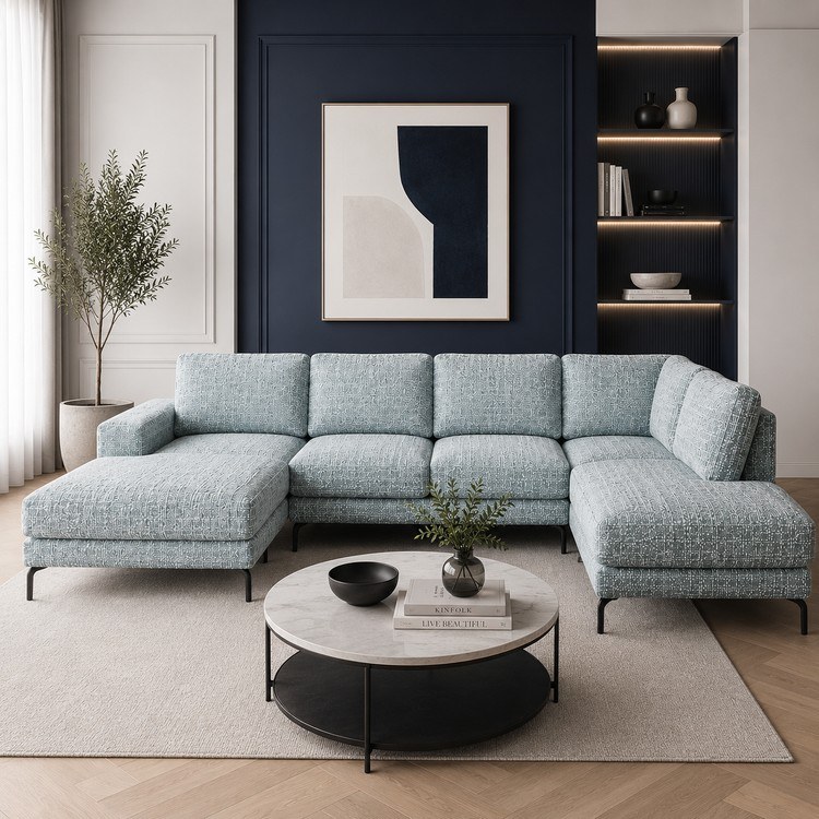 Solo – Modułowa sofa w kształcie U z szezlongiem i otomaną